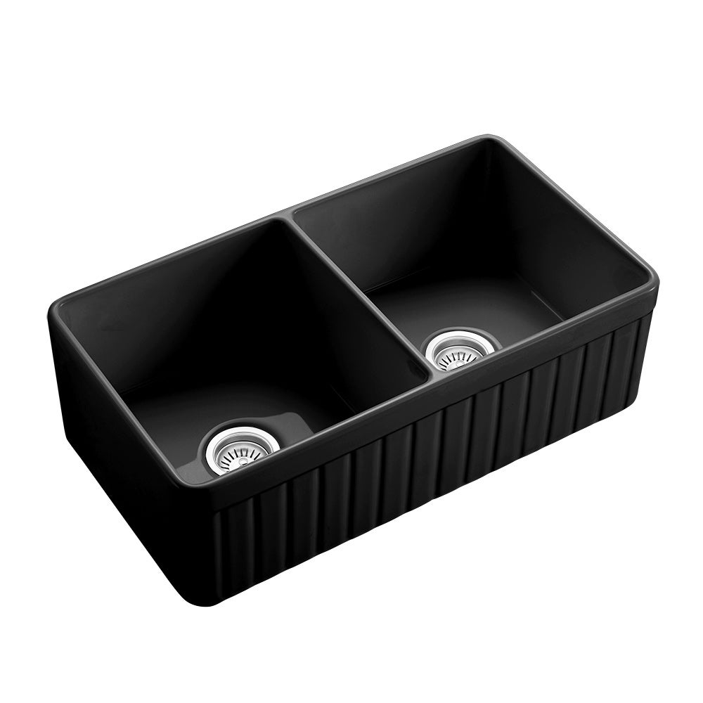 Hartley Double Farmhouse Sink Black 1