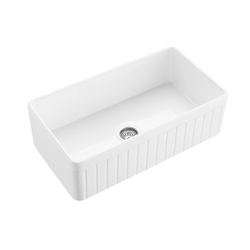 Hartley Large Single Farmhouse Sink White 5